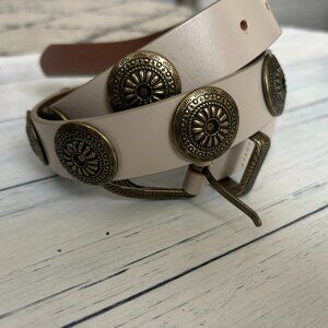 NEW ANTHROPOLOGIE western buckle leather belt l large
